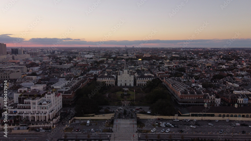 sunset over the city