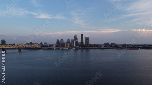 Louisville, Kentucky skyline and highway drone shots