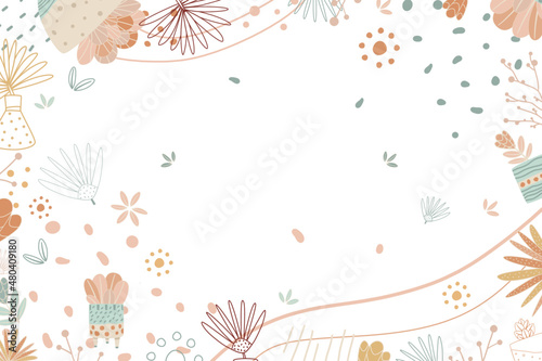 Floral background. Vases and flowers. Universal design.