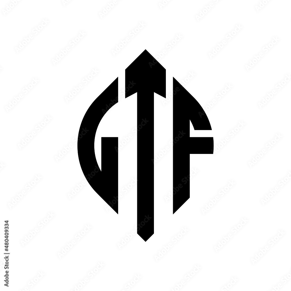 LTF circle letter logo design with circle and ellipse shape. LTF