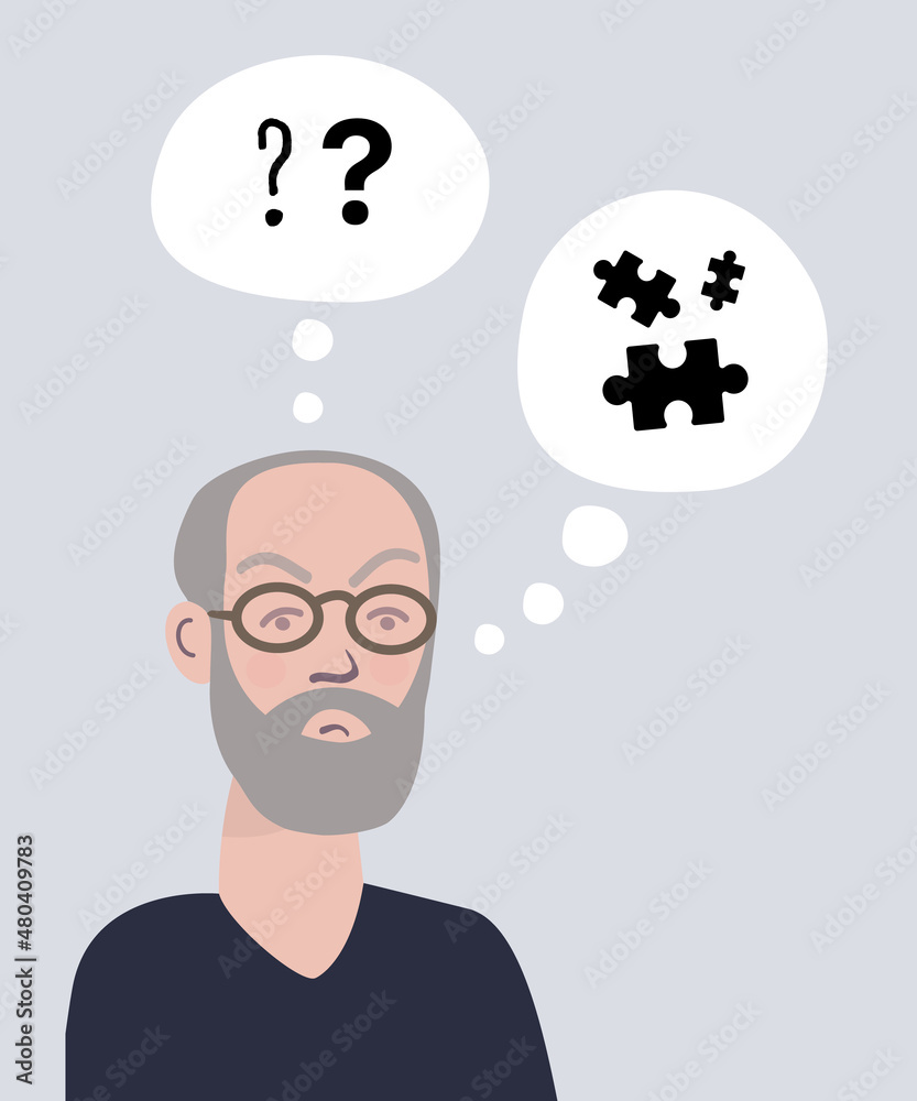 Confused elderly man. Alzheimer's disease, dementia. Confused elderly man. Alzheimer's disease, dementia.