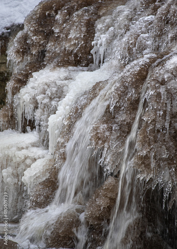Frozen Dauda waterfall in winter. photo