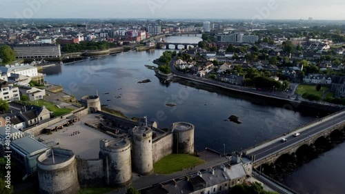 Limerick drone view, Shannon River, Ireland photo