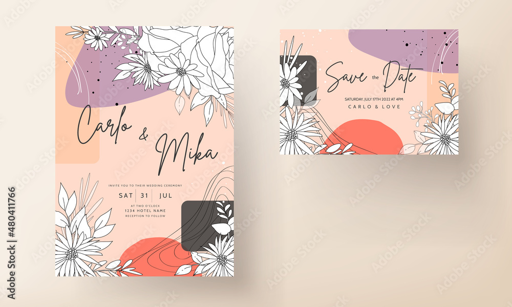 Beautiful floral background with monoline design