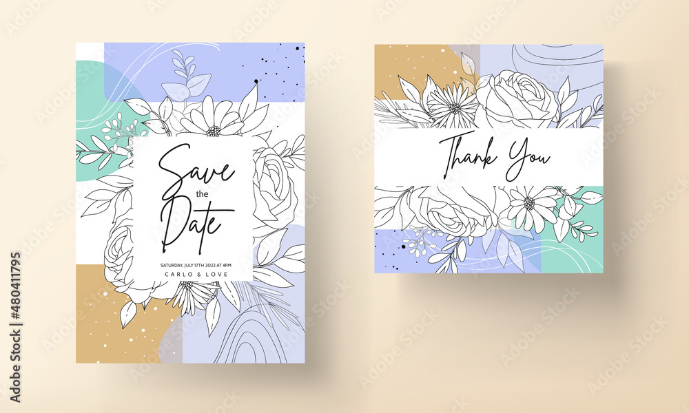 Beautiful floral background with monoline design