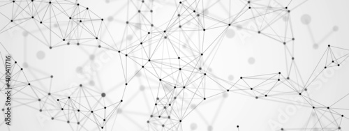 Vector halftone abstract background. The design of the destroyed grid, Digital connection, plexus. Pattern of lines, dots, circles. Poster technology, business, medicine, social networks, websites