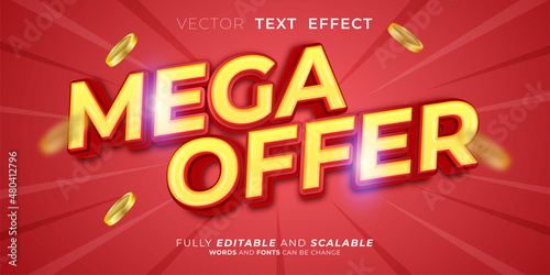 Mega offer text effect, Editable three dimension text style