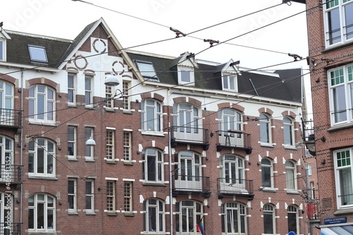 Amsterdam Baarsjes District Street View with Brick Building Facade, Netherlands © Monica