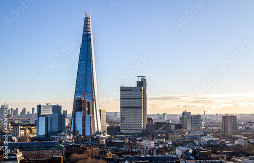 The Shard skyscraper in Southwark. Also known as Shard of Glass, Shard London Bridge or London Bridge Tower on January 16, 2019 in London, England, United Kingdom.