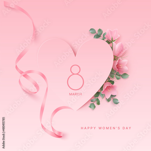 Womens day greeting card with bell flowers
