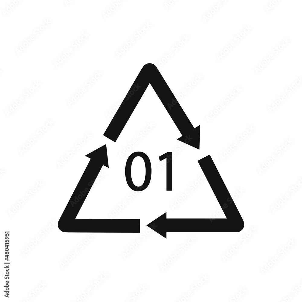 PET 01 recycling code symbol. Plastic recycling vector polyethylene sign.