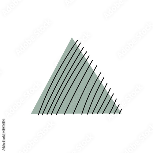 Hand drawn hatched triangle. Doodle style