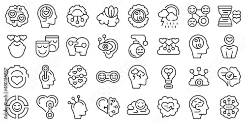 Emotional intelligence icons set outline vector. Control feeling