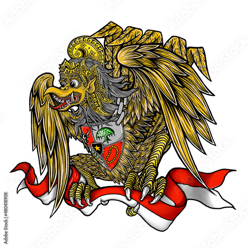 Paksi Mythology Bird Bali digital painting for t-shirt design inspiration etc. photo