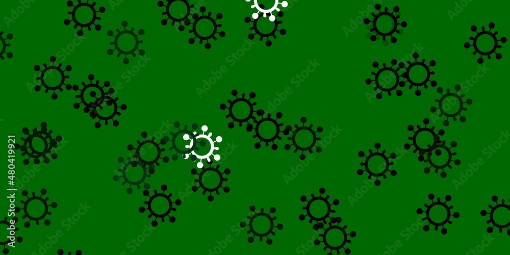 Light green, red vector background with covid-19 symbols. Light green, red vector background with covid-19 symbols.