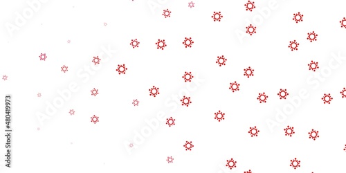 Light red vector backdrop with virus symbols.