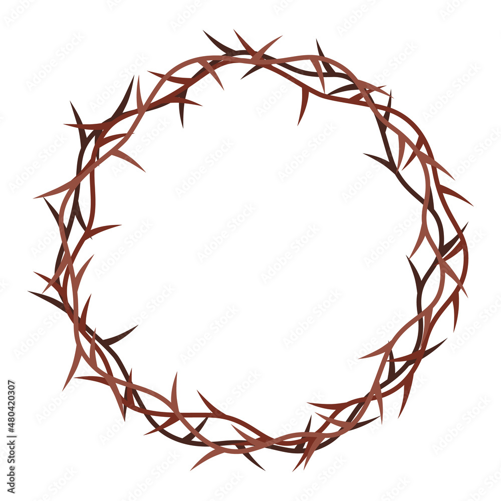 Crown of thorns isolated on white background. Religious symbols in flat style. Crown of thorns isolated on white background. Religious symbols in flat style.