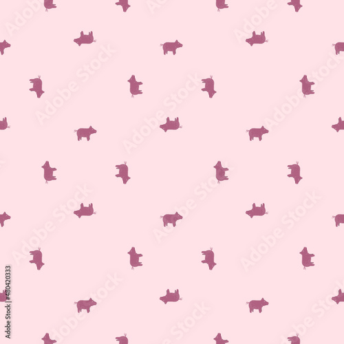 Cute pigs seamless pattern. Background of livestock animals .