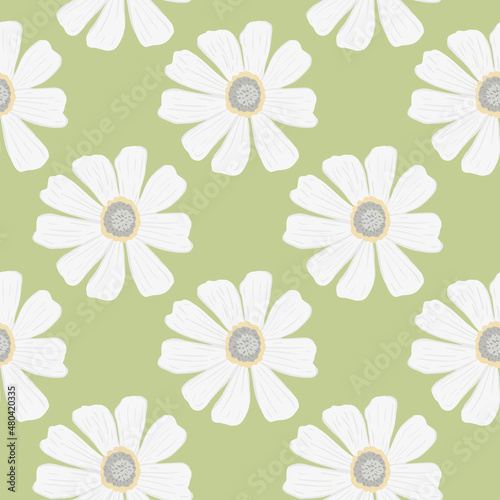 Wallpaper Mural Chamomile pattern seamless in freehand style. Spring flowers on colorful background. Vector illustration for textile. Torontodigital.ca