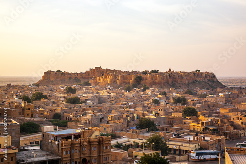 Distant view of Jaisalmer fort, Rajasthan, India in the early morning.