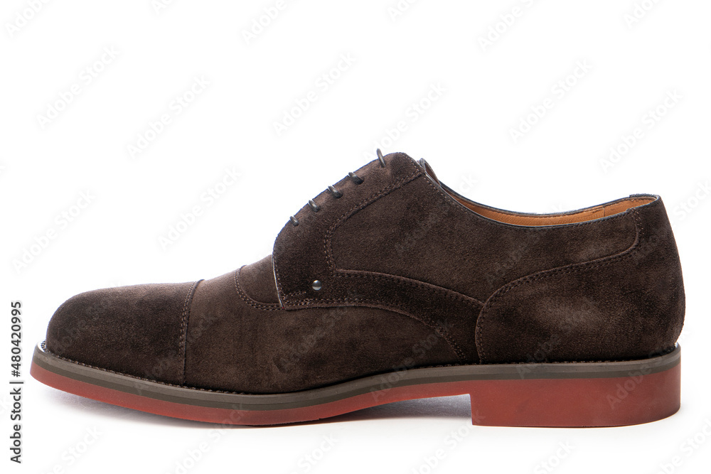 brown suede men's shoes isolated on a white background brown suede men's shoes isolated on a white background