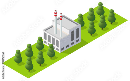 Isometric 3D city module industrial urban factory 3d architecture