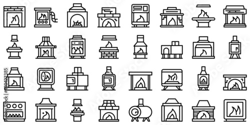 Furnace icons set outline vector. Industrial gas