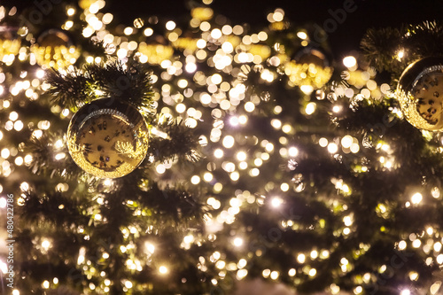 Christmas tree in the Park, Decorated with lights