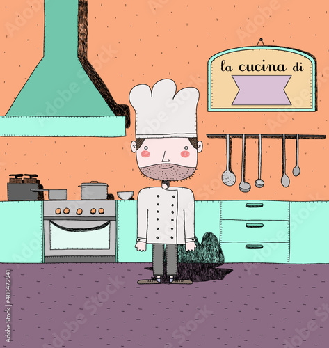 Cucina professionale con chef