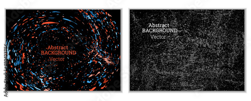 Multicolored paint splashes, smears, dust particles and debris are carried by the wind. A set of two templates. Design template for the design of banners, posters, booklets, covers, magazines. EPS 10