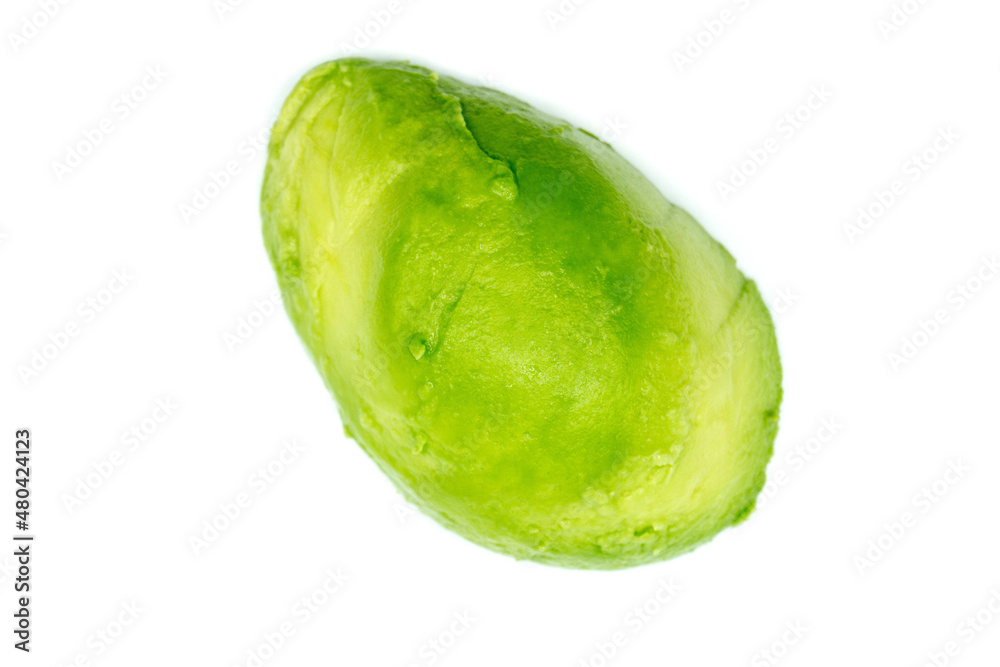 Peeled avocado isolated on white background top view Peeled avocado isolated on white background top view