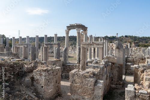 The ancient city of the Roman Empire of Perge in Turkey. Antalya, Turkey