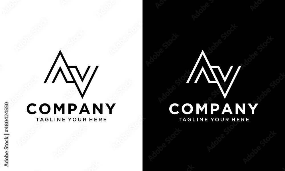 AV Letter Logo Design. Creative Modern Alphabet letters monogram icon A V, A and V. on a black and white background. AV Letter Logo Design. Creative Modern Alphabet letters monogram icon A V, A and V. on a black and white background.