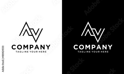 AV Letter Logo Design. Creative Modern Alphabet letters monogram icon A V, A and V. on a black and white background.