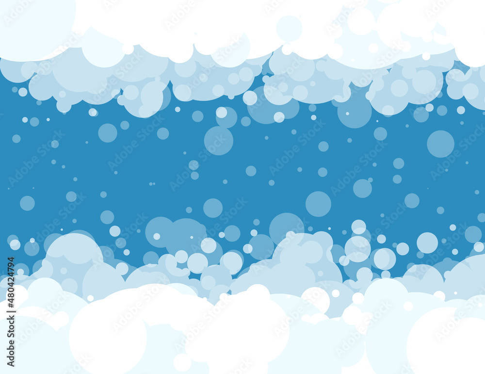 Soap foam bubbles vector background, cartoon suds pattern. Abstract illustration