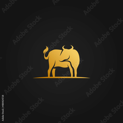 isolated gold premium angus cow icon logo template vector illustration design