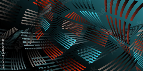 Wavy lines or ribbons. Multicolored striped gradient. Creative unusual background with abstract gradient wave lines for creating trendy banner, poster. Vector eps