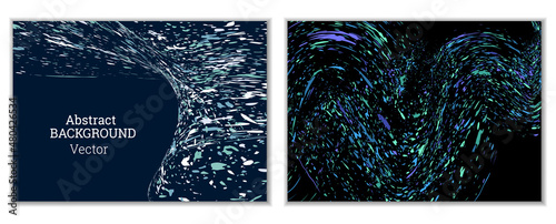 Multicolored paint splashes, smears, dust particles and debris are carried by the wind. A set of two templates. Design template for the design of banners, posters, booklets, covers, magazines. EPS 10
