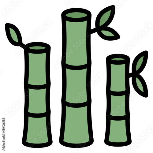 Bamboo filled line color icon