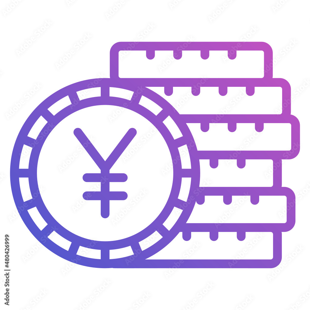 Fototapeta premium Yuan coin line gradient icon