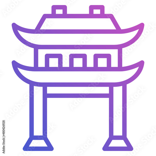 Gate chinese line gradient icon