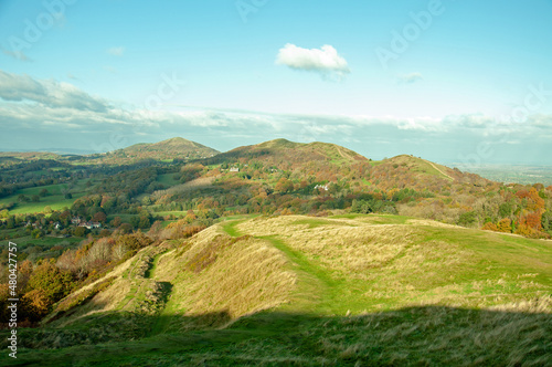 Autumn scenery around the Malvern hills of England.