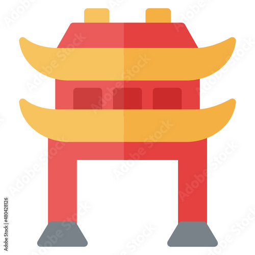 Gate chinese flat icon