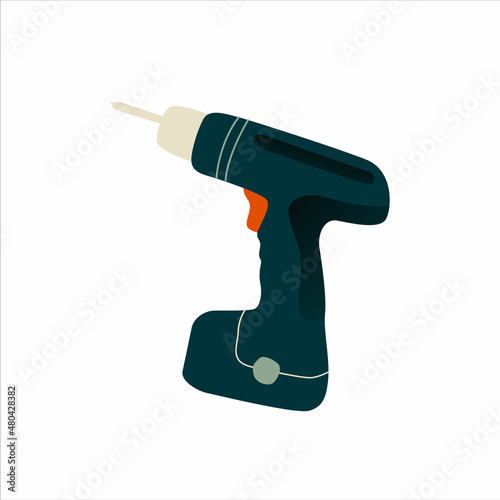 illustration flat in a modern style screwdriver on a white background