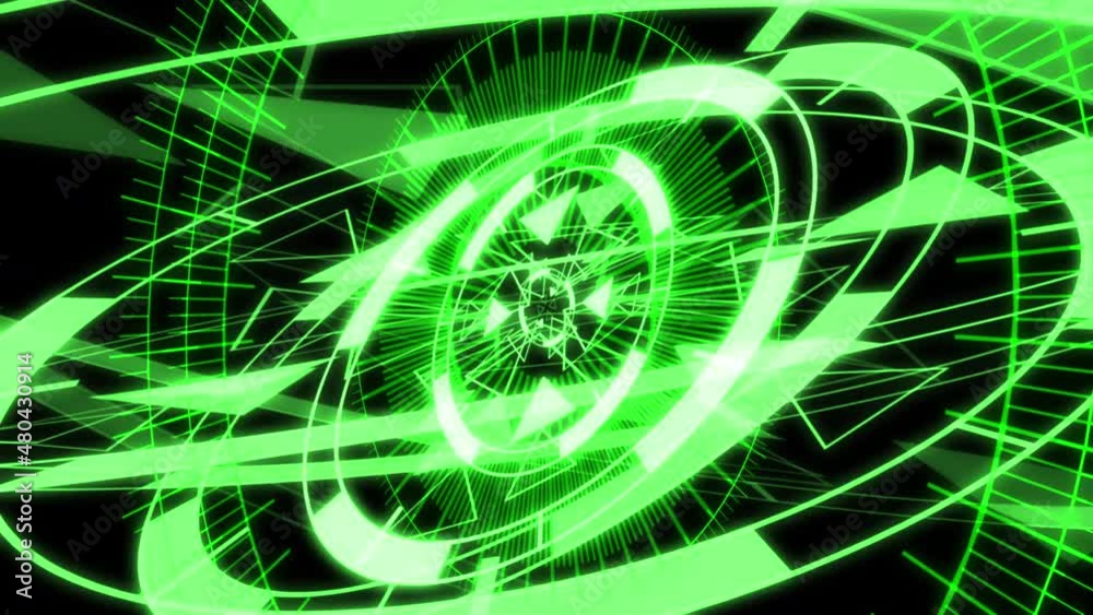 3D Circle Triangle Spin VJ Loop Green Core Animation Background 3D Circle Triangle Spin VJ Loop Green Core Animation Background
