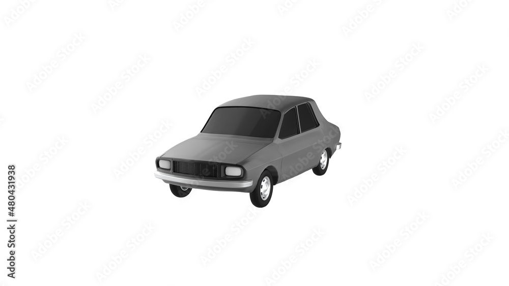 black car angle view without shadow 3d render