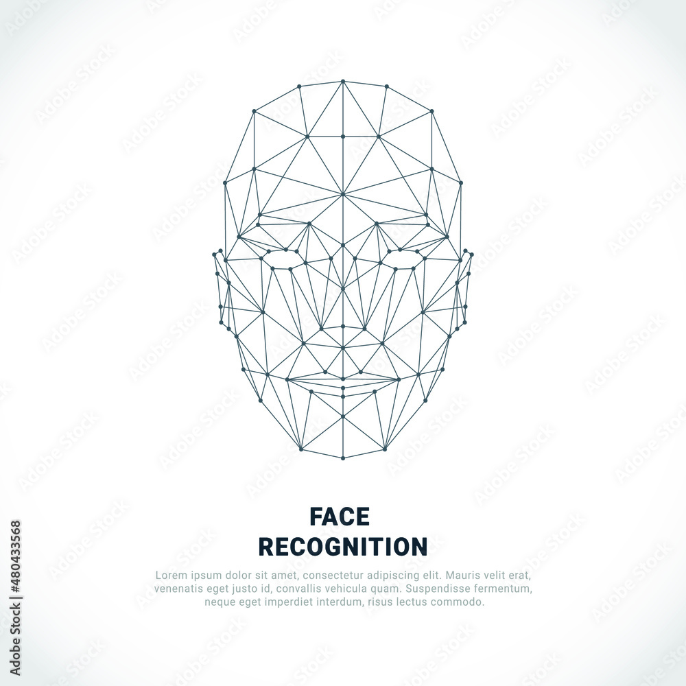 Face recognition. Face recognition system concept. biometric scanning