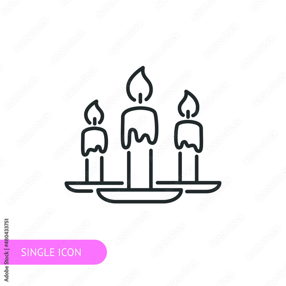 Candles icon for web design, menu, app, poster, ads, postcard and magazine