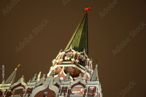 Moscow Kremlin tower at night