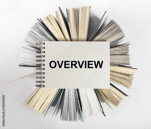 Foto Overview word. Summary, review and recap concept.